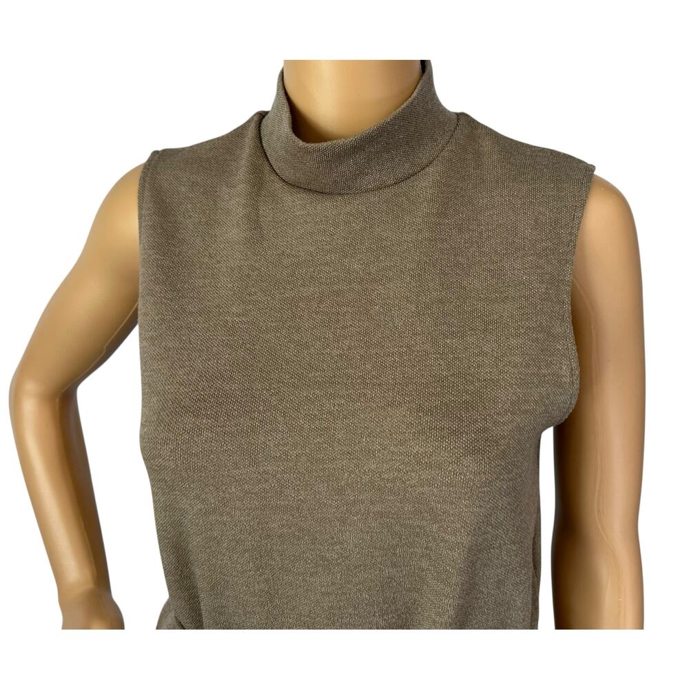 Zara Soft Pique High Neck Top Tan Taupe Sleeveless Size S - Picture 10 of 15